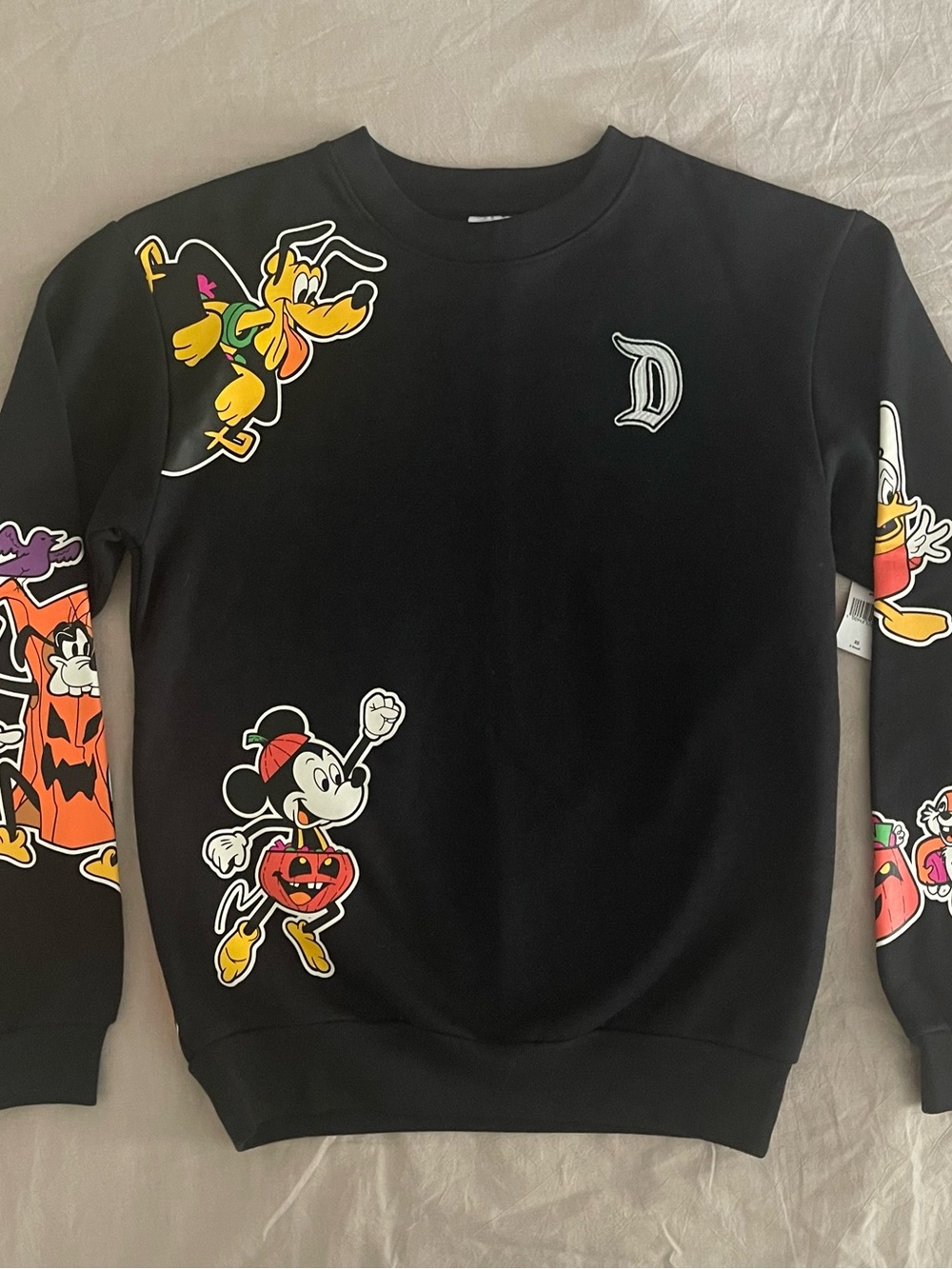 Disney Black Halloween Character Sweatshirt with Mickey & Pluto